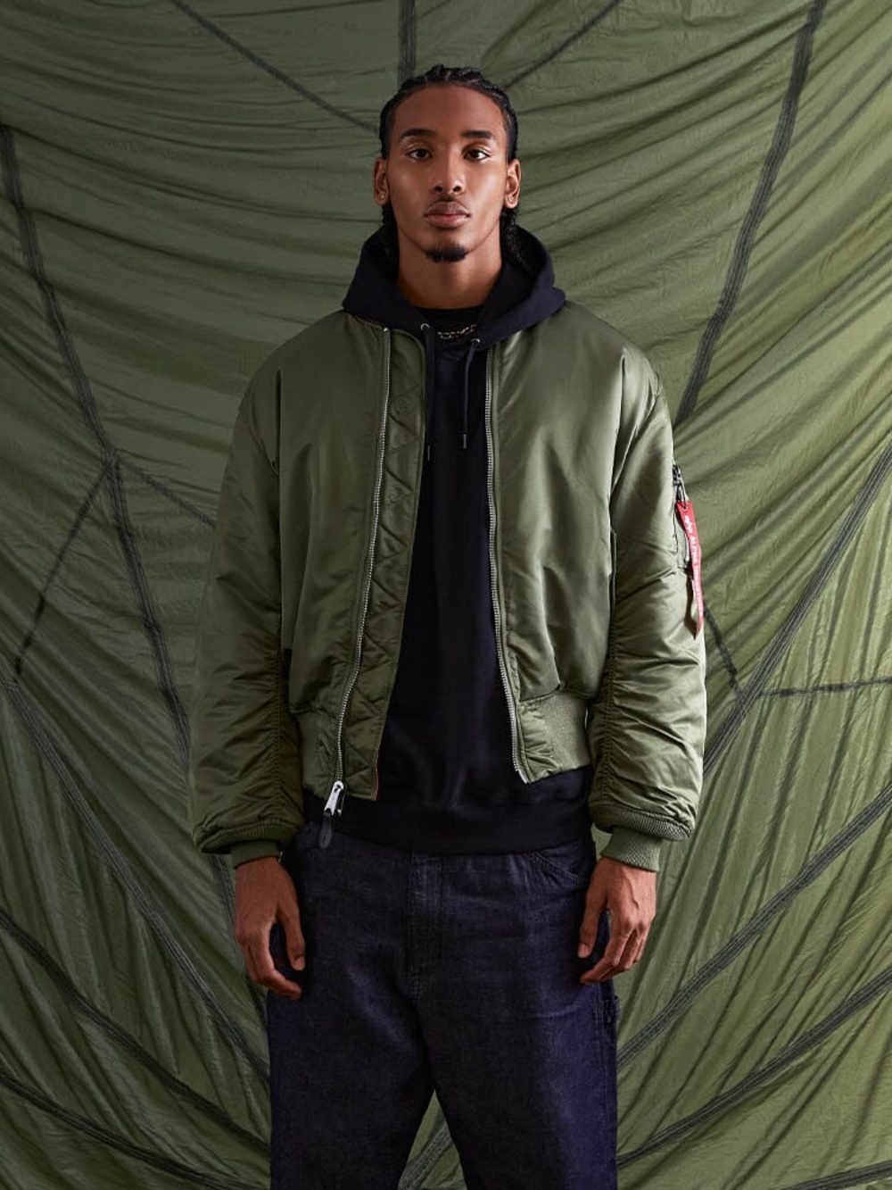 Alpha Industries Men’s MA-1 Reversible Bomber Flight Jacket Dark Green XL EUC